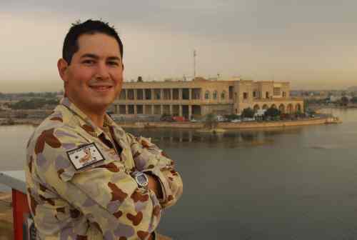 Martin Alderette in Australian desert uniform overlooking Baghdad.